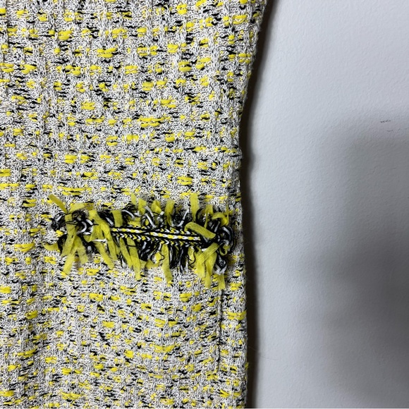 St. John Yellow Tweed Dress Black White Short Sleeve Classic Wool 519 - Picture 9 of 10